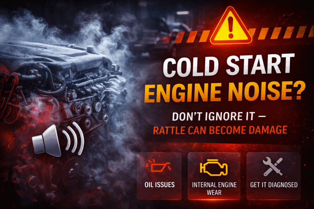 Cold Start Engine Noise in car engine with rattling sound during startup indicating possible mechanical issue